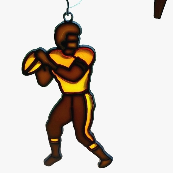 VTG Lot of 3 Stained Glass Style Sun Catcher Sports Basketball Bowling Football - Picture 4 of 13